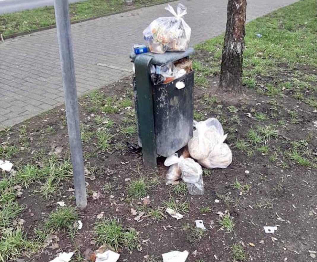 FDP-Antrag Müll Übervolle Mülleimer wie hier am Goetheweg sind vielen ein Dorn im Auge. Die FDP will mit einem weiteren Antrag Abhilfe schaffen. Foto: FDP