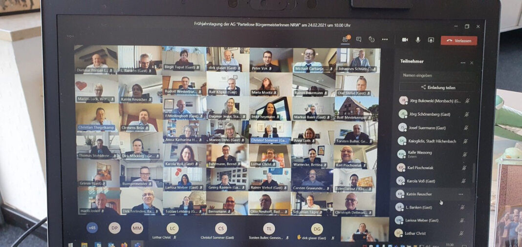 Frühjahrstagung parteilose 2021 Zu einer digitalen Frühjahrstagung kamen die parteilosen Bürgermeister NRW zusammen. Foto: Stadt Werne