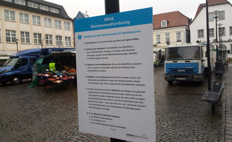 Eine neue Marktordnung gilt für den Wochenmarkt in Werne. Foto: Wagner