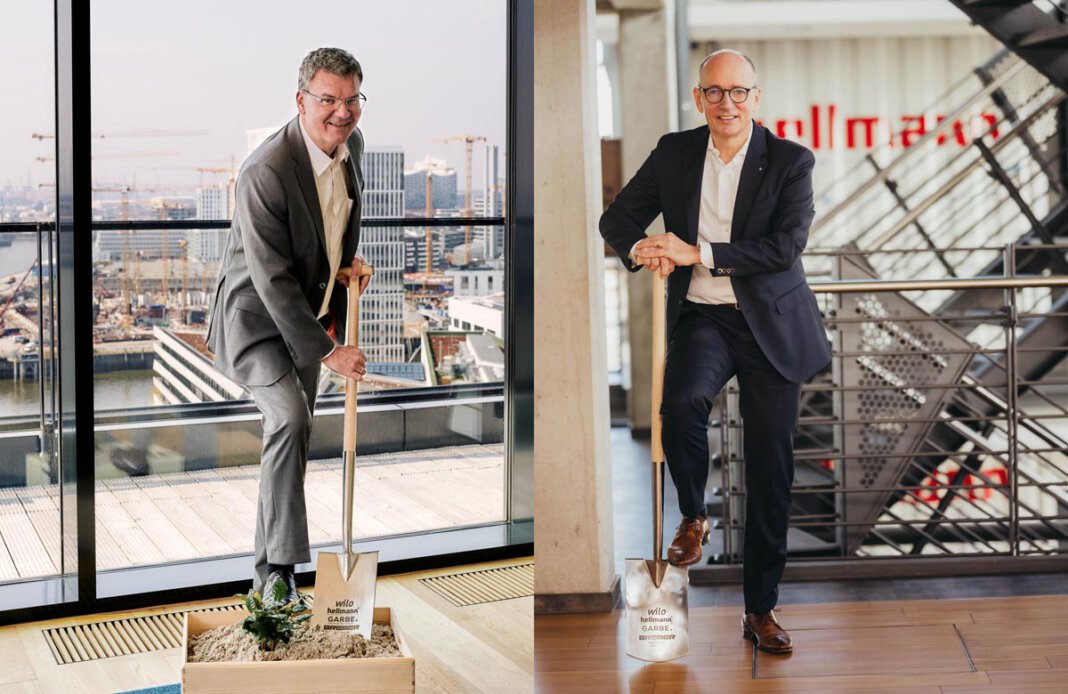 Digitaler Spatenstich Werne_Jan Dietrich Hempel (l.), Volker Sauerborn (r.)_© Garbe Industrial Real Estate Digitaler Spatenstich Werne mit Jan Dietrich Hempel (l.) und Volker Sauerborn. Foto: Garbe Industrial Real Estate