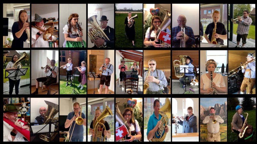 Bläsercorps Während eines ZOOM-Onlinetreffens im April beschlossen die Musiker dann, ein drittes Videoprojekt anzugehen, um den Mitmenschen weiter Hoffnung zu geben und ein Lächeln ins Gesicht zu zaubern. Sie nahmen gemeinsam das Stück „Heidi