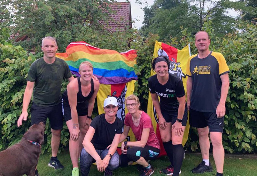 Läufer Werne I Werne beteiligte sich mit einer Läufergruppe am virtuellen Filmlauf in der polnischen Partnerstadt Walcz. Foto: Viefhues