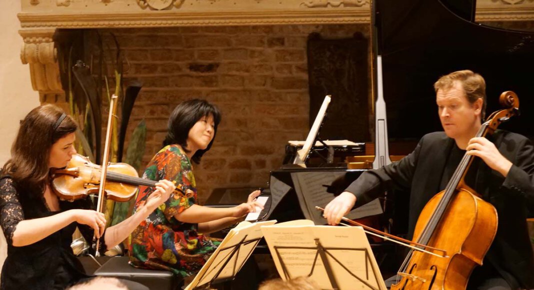 Alina Armonas-Tambrea (Violine), Nami Ejiri (Piano) und Edvardas Armonas (Cello) begeisterten beim Rathauskonzert der Musikfreunde. Foto: Schwarze