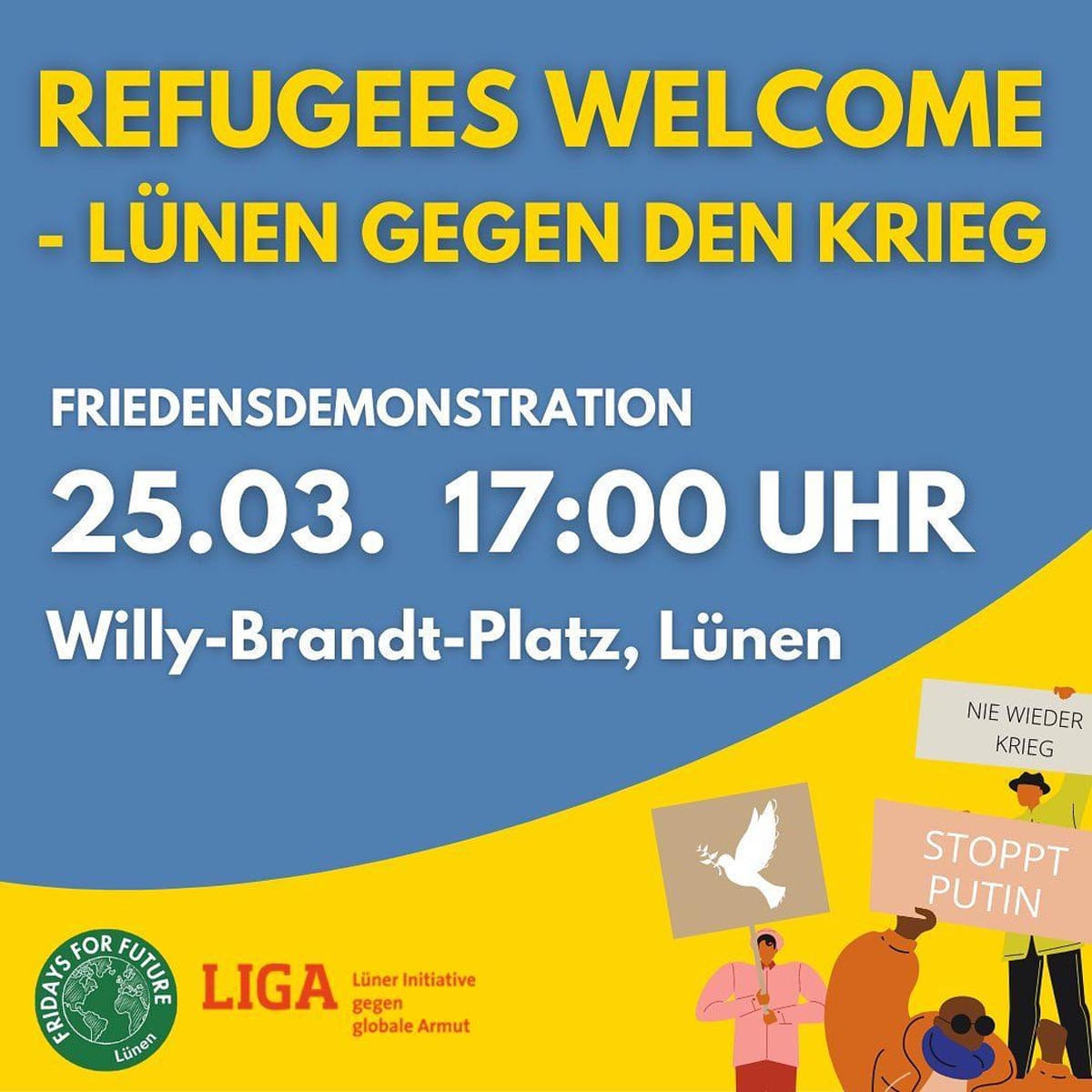 Die Initiative Natürlich!Werne ruft zur Teilnahme an der Friedensdemonstration am Freitag (25. März) in Lünen auf. Foto: Privat