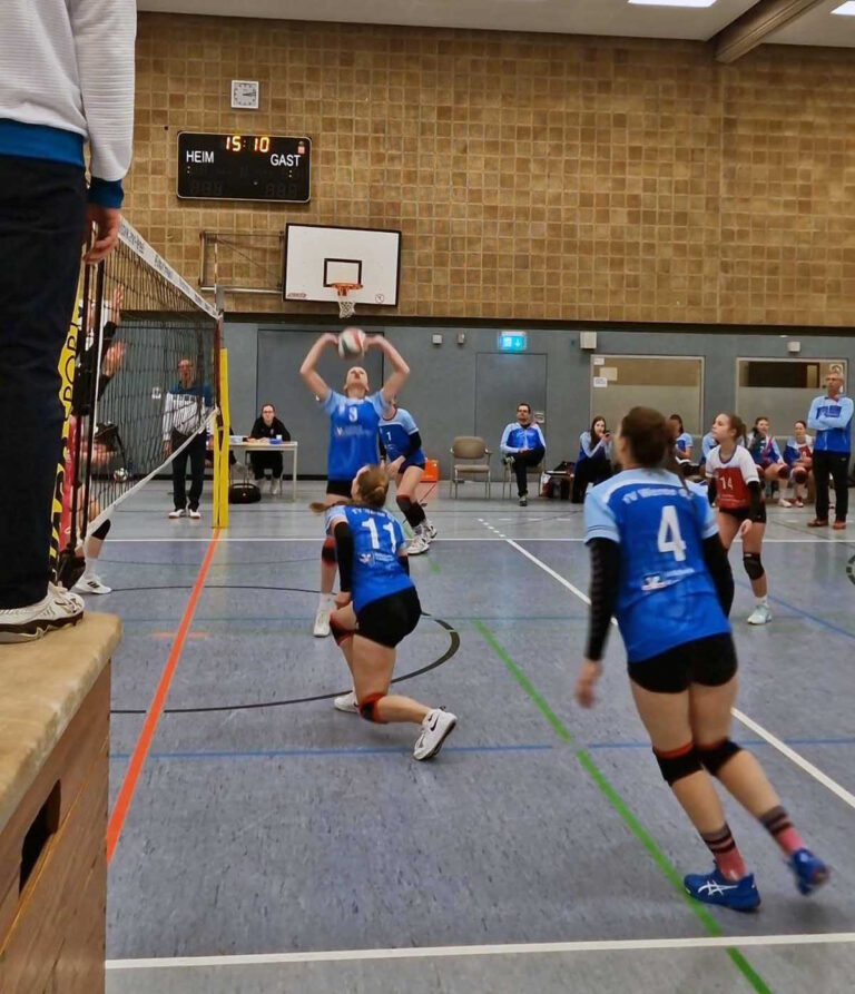 Die Volleyballerinnen des TV Werme sicherten sich nach einem 3:2 über Münster den nächsten Sieg in der Oberliga. Foto: Juri Kollhoff