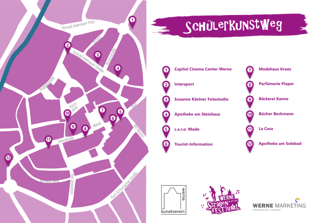 Der Schülerkunstweg zeigt Kreatives zum Straßen-Festival. Grafik: Stadt Werne