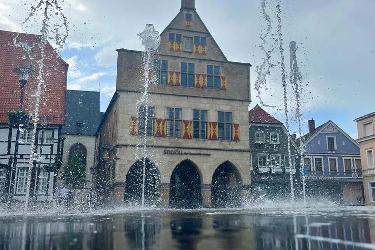 Das Wasserspiel am Markt bleibt vorerst ausgeschaltet. Foto: Stadt Werne