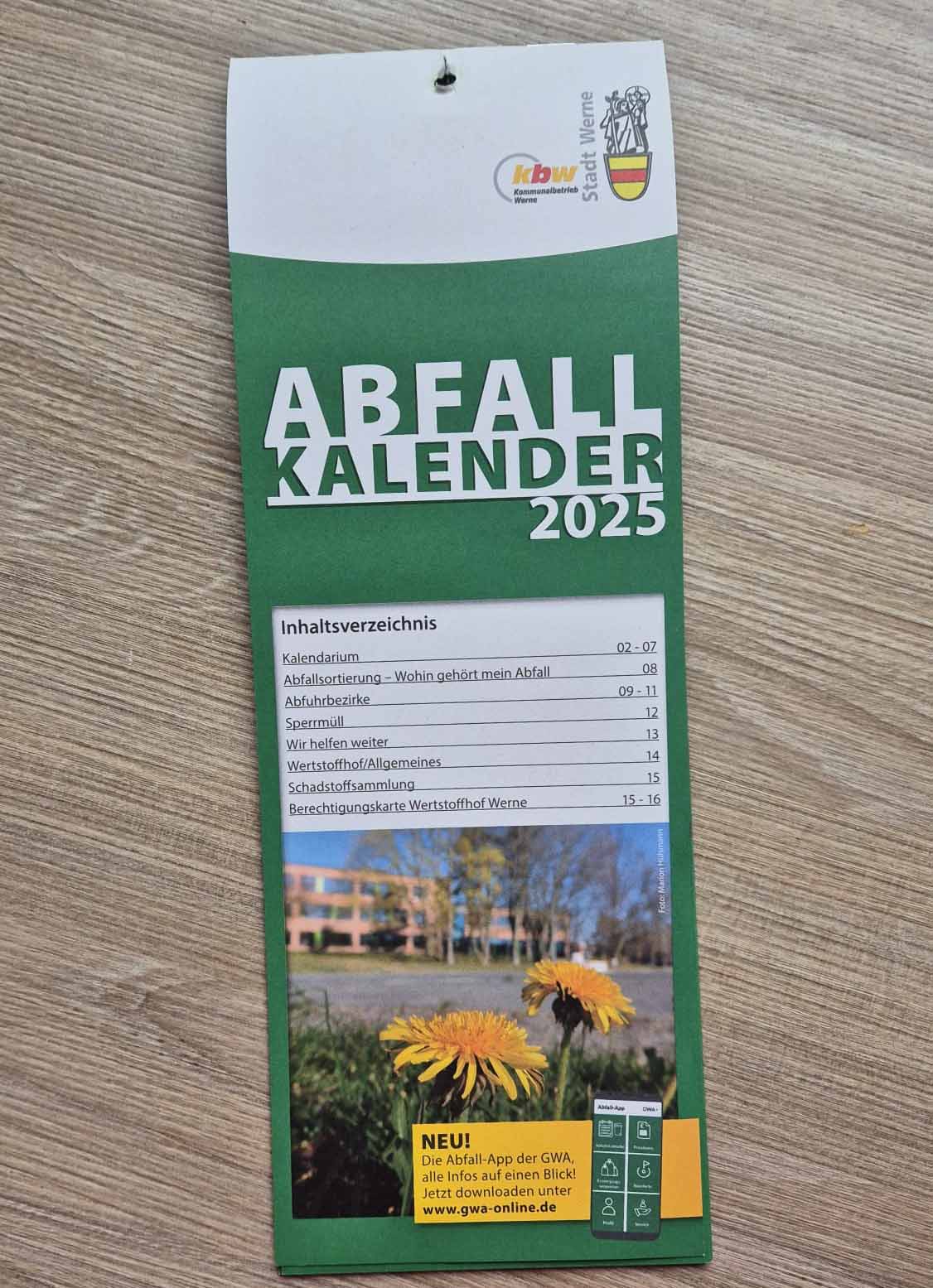 Im gedruckten Abfallkalender hat sich ein Fehler eingeschlichen. Foto: Wagner